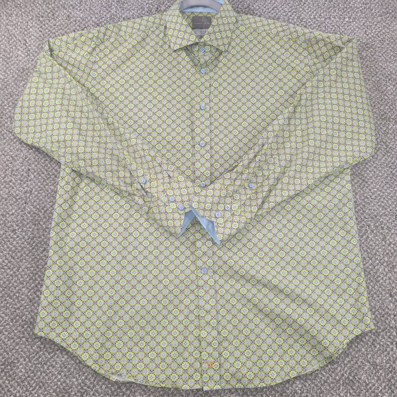 Thomas Dean Other - Thomas Dean Mens XL Long Sleeve Button Down Shirt Geometric Green Purple Cotton